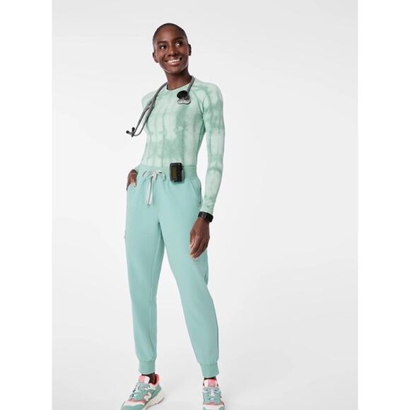 Figs Women’s Zamora High Waisted Jogger Scrub Drawstring Pants Green Size XXL/P - Picture 11 of 13